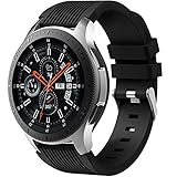 Dirrelo Armband Kompatibel mit Samsung Galaxy Watch 3 45mm/Galaxy Watch 46mm/Huawei GT 2 46mm, 22mm Weiche Silikon Sport Armbänder Ersatz für Samsung Gear S3 Frontier für Herren Damen, Schwarz