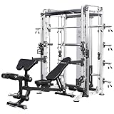 MAXXUS Multipresse Smith Power Pro - mit Hantelbank, Langhantelstange, Dip Station, Klimmzug, Latzug, Kabelzug, Duplex, Rudern, Beincurl - Kraftstation, Multifunktionales Power Rack, Cage, Home Gym