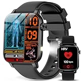 fitnessuhr damen Smartwatch Herren Gesundheitsuhr[2025Einzigartig:DIY Video-Watchface+LED Taschenlampe]ΒΙυτｚυcker Telefonfunktion 1.85'HRV Herzfrequenz,SpO2,Schlafmonitor,100+ Sport,stress,IP68,Wetter