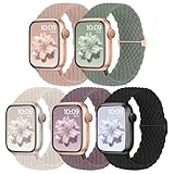 Geflochtenes Armband Kompatibel mit Apple Watch 38mm 40mm 41mm 42mm, Elastisches Nylon Stoff Band für Apple Watch 10 9 8 SE 7 6 5 4 3 2 1, 5 Stück