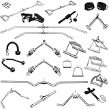 Sporttrend 24® Griffe für Seilzüge/Kabelzüge | Latzugstange, Rudergriff, Bizeps Trizeps Stange, Trizeps Seil, SZ Stange, Griff Set (2 x Fußschlaufe)