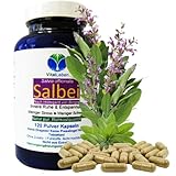 VitalLeben SALBEI Kapseln gegen Schwitzen & natürliche Hilfe bei Hitzewallungen + Nachtschweiß + Blähungen. Salbeiblätter 120 KAPSELN. NATUR pur - ohne ZUSATZSTOFFE. 27265-120