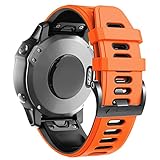 ANBEST Armband für Garmin Fenix 6 Pro/7 Pro/Epix 2/Fenix 8 47mm Armband, 22mm Quick Fit Armbänder für Fenix 7/6/5/Epix Pro 47mm/Descent G1/Forerunner 955/945/965 Silikon Ersatzarmband, Orange/Schwarz