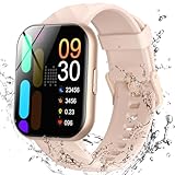 Parsonver Smartwatch Damen mit 5ATM Wasserdicht, Sportuhr zum Schwimmen, 1,8' HD Fitnessuhr Damen mit 100+ Sportmodi, Herzfrequenz und Schlaftracking, Smart Watch für Android & iOS, Roségold, FF2