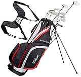 Wilson Anfänger-Amazon Exclusive Komplettsatz, 10 Golfschläger mit Carrybag, Herren, Rechtshand, Stretch XL, schwarz/grau/rot, WGG157548
