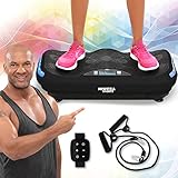 Miweba Sports Fitness 4D Wave Vibrationsplatte MV300 | 𝟑 𝐉𝐀𝐇𝐑𝐄 𝐆𝐀𝐑𝐀𝐍𝐓𝐈𝐄 - 800 Watt - Armband Fernbedienung - Bluetooth - Abnehmen - Fettverbrenner - Fitnessgeräte für Zuhause (Schwarz)