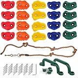 20 Stück Klettergriffe Kinder Outdoor - Klettersteine | Kletterwand Griffe Für Spielturm Zubehör mit Kletterseil, Rock Wall Climbing Holds für Spielplatz Spielset Indoor und Outdoor Kinderkletterneste