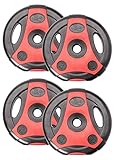 Bad Company K-Grip Hantelscheiben mit Griffen I Kunststoff ummantelte Gewichte 30/31 mm I 4 x 5 kg (schwarz/rot)