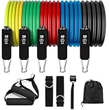 Resistance Bands Fitnessbänder Widerstandsbänder Set: Sports Resistance Fitness Bands Expander Gymnastikband mit 5 Fitnessbänder Expander Tube Bands, Türanker, Griffs, Fußschlaufen für Krafttraining