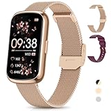 RUXINGX Smartwatch Damen, 1,47″ Fitnessuhr mit 24 Sportmodi, 24H Pulsmesser, SpO2, Schlafmonitor, Menstruationszyklus, IP68 Wasserdicht Sportuhr Schrittzähler mit Whatsapp für Android iOS Roségold