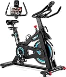 Wenoker Heimtrainer Fahrrad, Indoor Cycling Bike mit LCD-Monitor, Heimtrainer mit Pad-Halterung, Belastbarkeit 140 kg Fitnessbike Zuhause, Stille Stationäre Fahrräder für