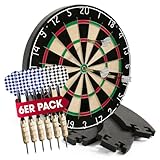 #DoYourDart Dartscheibe | 6 Dartpfeile – Steeldart inkl. Flight | Dart Komplett-Set | Sisal Dartscheibe mit Dart-Surround | Dartboard – selbstschließende brasilianische Sisalfasern