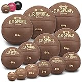 C.P. Sports Medizinball aus hochwertigem Kunstleder - Fitness Ball, Trainingsball, Gewichtsball, Slamball, Wallball, Gewichtsbälle für individuelles Training - Gewicht: 2 KG - Farbe: Braun