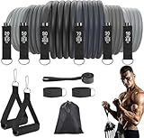 Fitense Resistance Bands Widerstandsbänder Set, 6 Fitnessbänder Widerstandsband Set Fitnessband mit Griff Knöchelriemen Türankerbefestigung für Krafttraining, Muskelaufbau und Pilates, Männer, Frauen