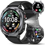 TIMU Smartwatch Herren, 1.45' AMOLED Smart Watch Herren mit Anrufe tätigen/Empfangen, 115+Sportmodi Fitnessuhr mit Herzfrequenz/Schrittzähler/Schlafmonitor, IP68 Wasserdicht Sportuhr für Android iOS