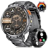 DREMAC Smartwatch Herren-1.85‘’ HD Großes Display/730 mAh Akku Sportuhr Herren mit Taschenlampe/120+ Sportmodi,IP68 Wasserdicht Fitnessuhr mit 24/7 Herzfrequenz,Schlafmonitor für Android iOS,2 Bänders