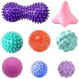 XTUDOU® 8 Stück Igelbälle Set, Verschiedene Härtegrade Massageball Fuss Igelball Fußmassage für Muskelmassage von Fuß, Rücken, Bein und Hand