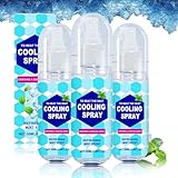 Mint Cool Spray, Kühlspray für Heißes Wetter, Feuchtigkeitsspendend Cooling Mist, Kältespray Eisspray für Gesicht und Körper, Natürlicher Erfrischungsspray Kühlend, Long Lasting Freshness (3P)