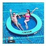 AWSUM Aufblasbare Schwimmende Dock Schwimmplattform Sunchill Schwimminsel Insel Sunchill Badeinsel Wasserinsel Wasser Matratze Badeplattform Rund mit Netz Schwimmring Tanningpool 180cm