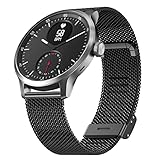 Hiseus Metall Armband Kompatibel mit Withings ScanWatch 42mm, Edelstahl Verstellbarer Ersatzarmband Kompatibel mit Withings Steel HR 40mm/Steel HR Sport Armband (Schwarz)