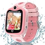 Ruopoem Smartwatch Kinder, 4G Kinder Smartwatch mit GPS mit SIM Videoanruf, GPS UhrKinder Anrufen Handy SOS Wasserdicht Voice Chat Spiel Schulmodus Kamera Wecker, Geschenke für Mädchen Jungen