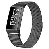 Tobfit für Fitbit Charge 4 Armband, Fitbit Charge 3 Armband für Herren Damen, Metall Verstellbarer Edelstahl Handgelenk Ersatz Armband Kompatibel für Fitbit Charge 4/Fitbit Charge 3(Small,Schwarz)