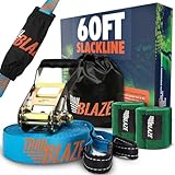 TRAILBLAZE Kit Slackline Completo – Con Protezioni Alberi + Sacca Porta Slackline - Installazione Facile - Kit per Principianti da 15m per Camminate e Equilibrismo (Without Training Line)