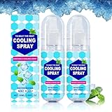 Mint Cool Spray, Kühlspray für Heißes Wetter, Feuchtigkeitsspendend Cooling Mist, Kältespray Eisspray für Gesicht und Körper, Natürlicher Erfrischungsspray Kühlend, Long Lasting Freshness (2P)