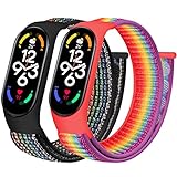 Tiptops Nylon Armbänder Kompatibel für Xiaomi Mi Band 7 6 5(NFC) 4 3 Band/Amazfit Band 5 Band, Atmungsaktiv Bequem Geflochten Verstellbar Nylon Sport Solo Loop Ersatz Armband für Mi Band 7