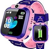 Retoo Kinder Smart Watch für Jungen und Mädchen Armbanduhr Smart GPS SOS Anruf Uhr Handy Kid, Smartwatch für Kinder mit Musik, Wecker, Schulmodus, Taschenlampe Rosa
