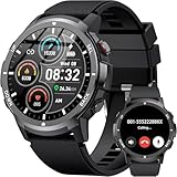 PYRODUM Smartwatch Herren, 1,43'' AMOLED Fitnessuhr, Wasserdicht Militär Smart Watch mit Blutdruck-/Herzfrequenz/Schlafmonitor,110+ Sportmodi Sportuhr, Robuste Uhren Herren für Android iOS