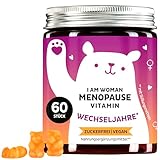 I am Woman Menopause Vitamin - Vitalstoffkomplex - Mit Nachtkerzenöl, Biotin, Selen, Vitamin B Komplex, Folsäure, Zink - Menopause - 60 Stück - Zuckerfrei, Vegan - Bears with Benefits