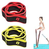 2 Stück Fitnessband mit Schlaufen, Gymnastikband Trainingsband Elastic Band Fitness Yoga Stretch Gurt mit 8 Schleifen Waschbarer, Leicht zu Tragender und Hochelastischer Gymnastik-Gur