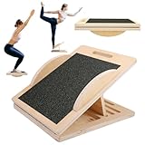 Balance Board und Schrägbrett aus Holz, Balanceboard für Erwachsene, Professionelles Wackelbrett für Physiotherapie, Slant Board mit 6 Verstellbares Winkeln für Kniebeugen Muskeldehnung, Wadentrainer