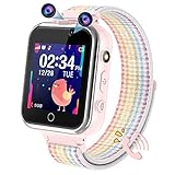 PTHTECHUS Kinder Smartwatch, Spiel Telefon Uhr für Kinder Armbanduhr mit Anruf Taschenrechner Schulmodus SchrittzäHler SOS Wecker Kamera Spielzeug Geschenk für Jungen MäDchen Studenten (Rosa)