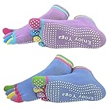 FOX-TECH Yoga Socken für Damen, 2 Parre rutschfeste Stoppersocken ABS Socken für Yoga, Pilates,Krankenhaus,Rutschfeste Slipper,StopperSocken für Zuhause,Workout,Sport, 35-39 (Blau+Lila)