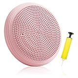 Aufblasbares Balancekissen, Rutschfeste Balancescheibe Sitzhaltungstrainer Physiokissen, Wackelkissen Aufblasbares Stabilitäts-Balanceboard mit Pumpe, für Fitness Yoga Gymnastik Rückentraining (Rosa)