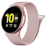 Amzpas Armband für Samsung Galaxy Watch Active 2 Armband 40mm 44mm Damen Herren,Metall Mesh Edelstahl Ersatzarmband 20mm Uhrenarmband für Samsung Galaxy Watch Active 40mm 44mm Armband (Rosa)