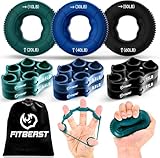 FitBeast Griffkrafttrainer, Fingertrainer, Unterarmstärker 9-teiliges Set, Gezielte Kraft Handmuskeltrainer, Entlastungs & Erholung, Tiefblau