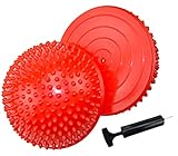 2er-Set Therapie Balance Igel mit Luftpumpe, Balance-Igel Set, Fitness Halbkugel Trittstein Gymnastik Yoga Balance-Kugel für Kinder & Erwachsene, Versch Balanceübungen (Rot)