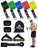 Abahub Widerstandsband Set 100lbs Resistance Bands 5-teiliges Fitnessband mit Türanker, Griffen & Fußschlaufe für Ganzkörpertraining, Home Gym, Ideal für Anfänger Fortgeschrittene
