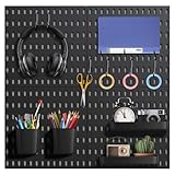 HENSHOW Stecktafel-Kombinationsset, 4 Pack Pegboard with Zubehör für Bastelorganisation, Ornament-Ausstellung, Kinderzimmer-Aufbewahrung, Kein Stanzen erforderlich, Modular Wand-Organizer, 28 * 28cm