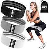 ENAPE Resistance Bands Fitnessband, Fitnessbänder Stoffbänder 3er Set, Widerstandsbänder für Krafttraining Muskelaufbau Beintraining, Gymnastikband für Workout Yoga Pilates (Hellgrau, Grau, Schwarz)