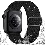 IMIVIO Sport Band Kompatibel mit Apple Watch Armband 40mm 42mm 41mm 38mm Damen Herren, Schmutzabweisend Nylon Elastisch Loop für iWatch Series 10 9 8 7 6 5 4 3 SE Ultra 2 1, Schwarz