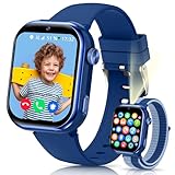 Smartwatch Kinder mit GPS und Telefon, IP68 Kinder Smartwatch mit Videoanruf, Zwei-Perspektiven, SOS, Schulmodus, Voice Chat, SMS, Taschenlampe, Schrittzähler Wecker Kinderuhr für Mädchen Jungen, Blau