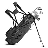 PGM G300 Herren Golfschläger Komplett Set, Titan #1 Hybrid Bias Hybrid Golfschläger Set Heavy Duty Eisen Putter mit Stand Bag (Rechtshänder, 12 Schläger, Hart)