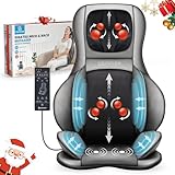 Comfier Shiatsu Rücken und Nacken Massagesitzauflage mit Wärme - 2D / 3D-Knet Massageauflage mit voller Rückenlehne und einstellbarer Luftkompresse, Ganzkörper Massagematte für Damen, Herren