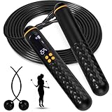 Springseil mit zähler, Skipping Rope Kalorienzähler,einstellbares Springseil mit Kugellager und rutschfesten Griffen - schnurloses Springseil für Workout, Fitness, Boxen für Männer, Frauen, Kinde