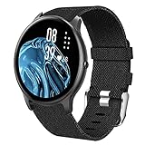 Giaogor Armband Kompatibel für AGPTEK LW11, Nylon Strick Replacement Uhrenarmband für AGPTEK LW11 / YAMAY SW022 Smartwatch (schwarz)