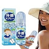 Kühlspray für heißes Wetter, 50ml Körperkühlspray, Kühlendes Spray für Gesicht und Körper, Natürlicher Minzspray, Schnelles Kühlspray Für Haut, Körper, Kleidung, Camping